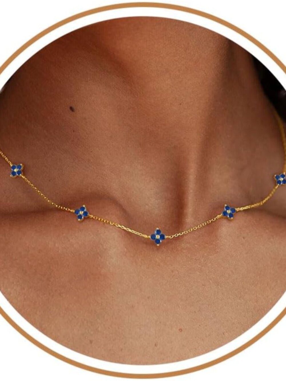Dainty Clover Birthstone Gold Necklaces for Women Trendy Non Tarnish Layered 14K